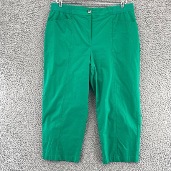 Chicos Pants 0.5 US 6 Green Fitigues Capris Stretch Straight Leg Pockets Casual - Picture 1 of 13